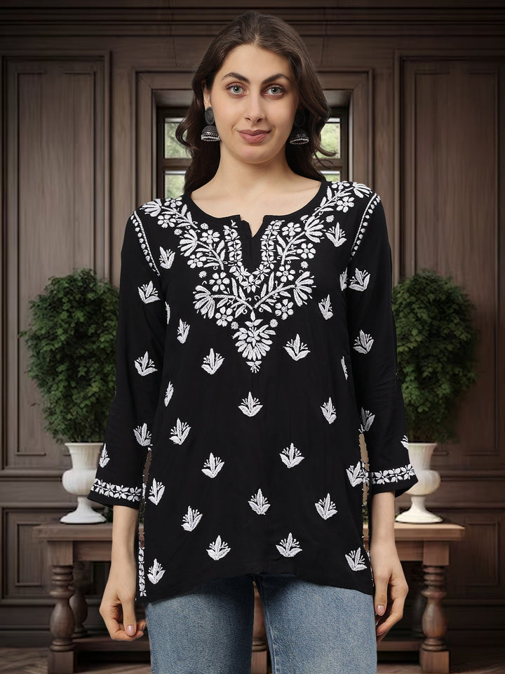 Black-Modal-Lucknowi-Chikankari-Tunic-ONLY