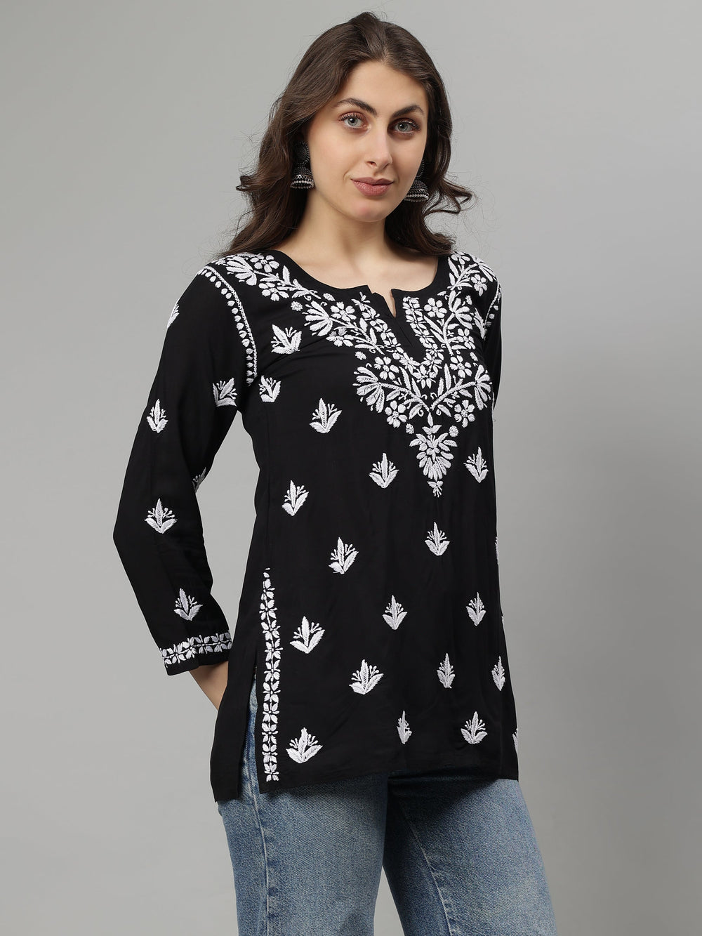 Black-Modal-Lucknowi-Chikankari-Tunic-ONLY
