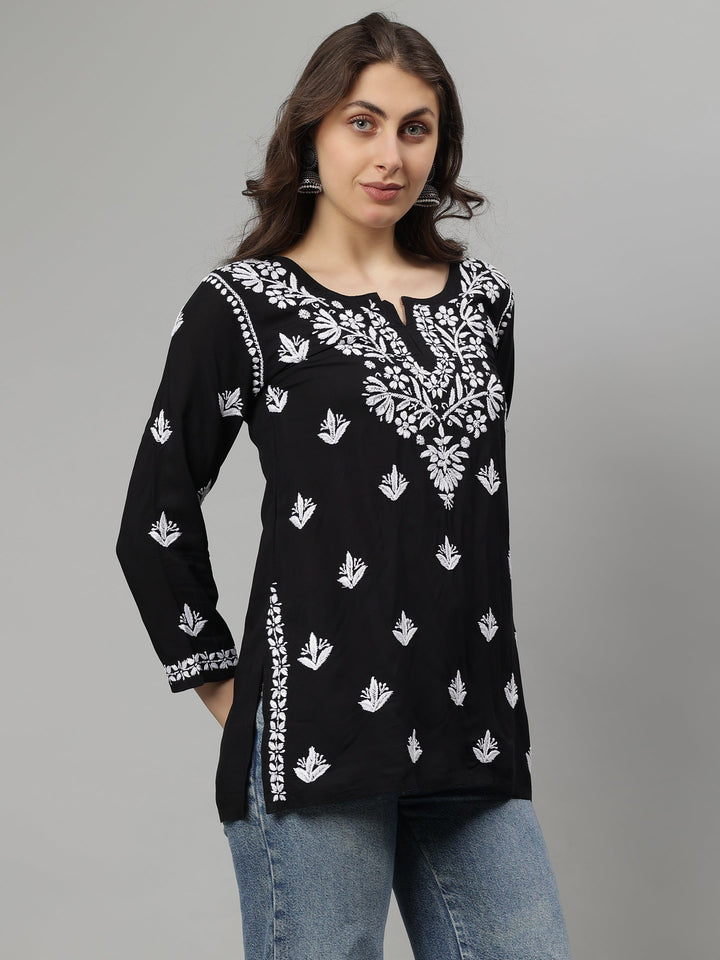 Black-Modal-Lucknowi-Chikankari-Tunic-ONLY