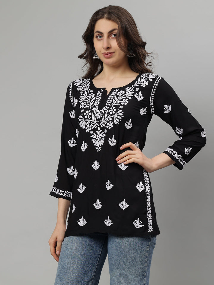 Black-Modal-Lucknowi-Chikankari-Tunic-ONLY