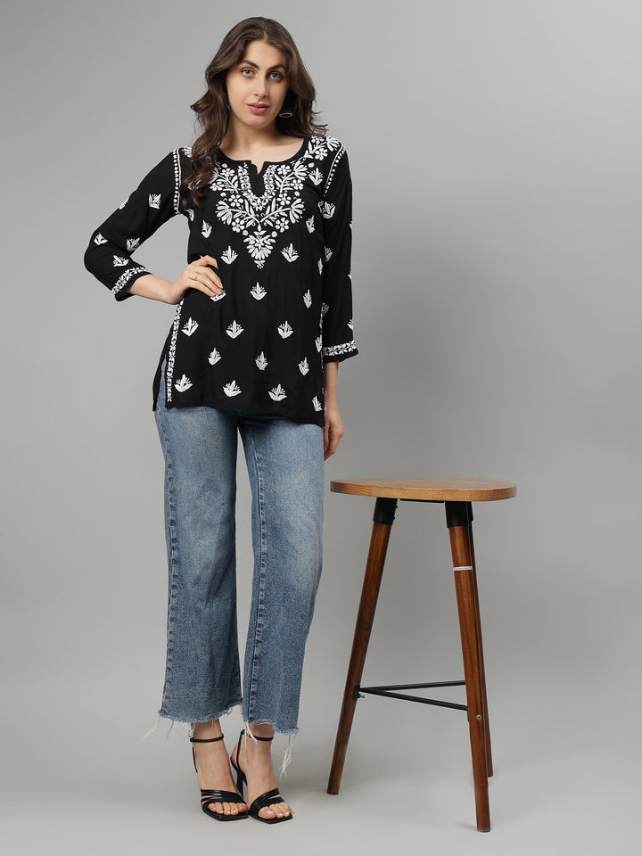 Black-Modal-Lucknowi-Chikankari-Tunic-ONLY