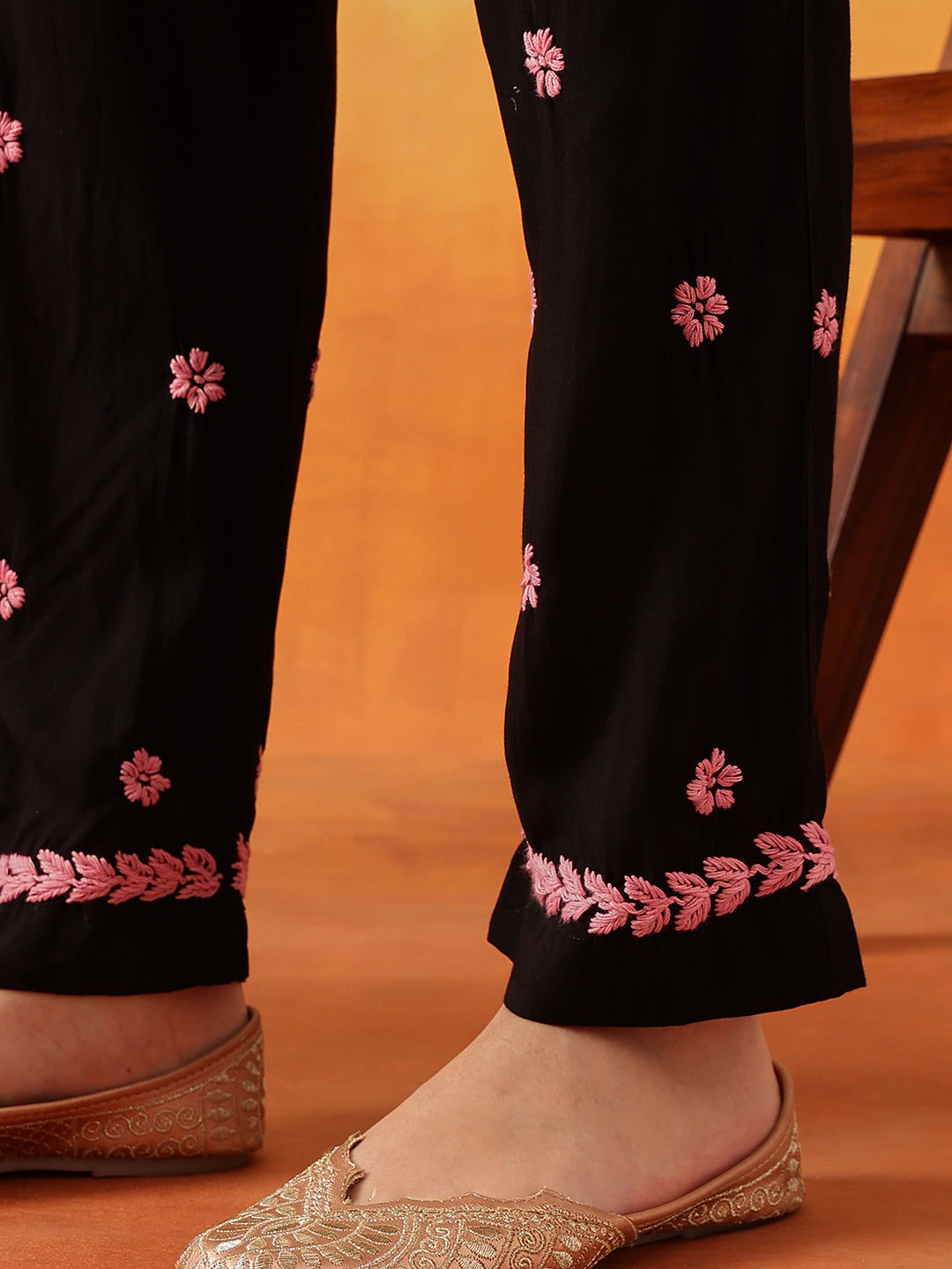 Black-&-Pink-Modal-Embroidered-2-Piece-Kurta-Sets