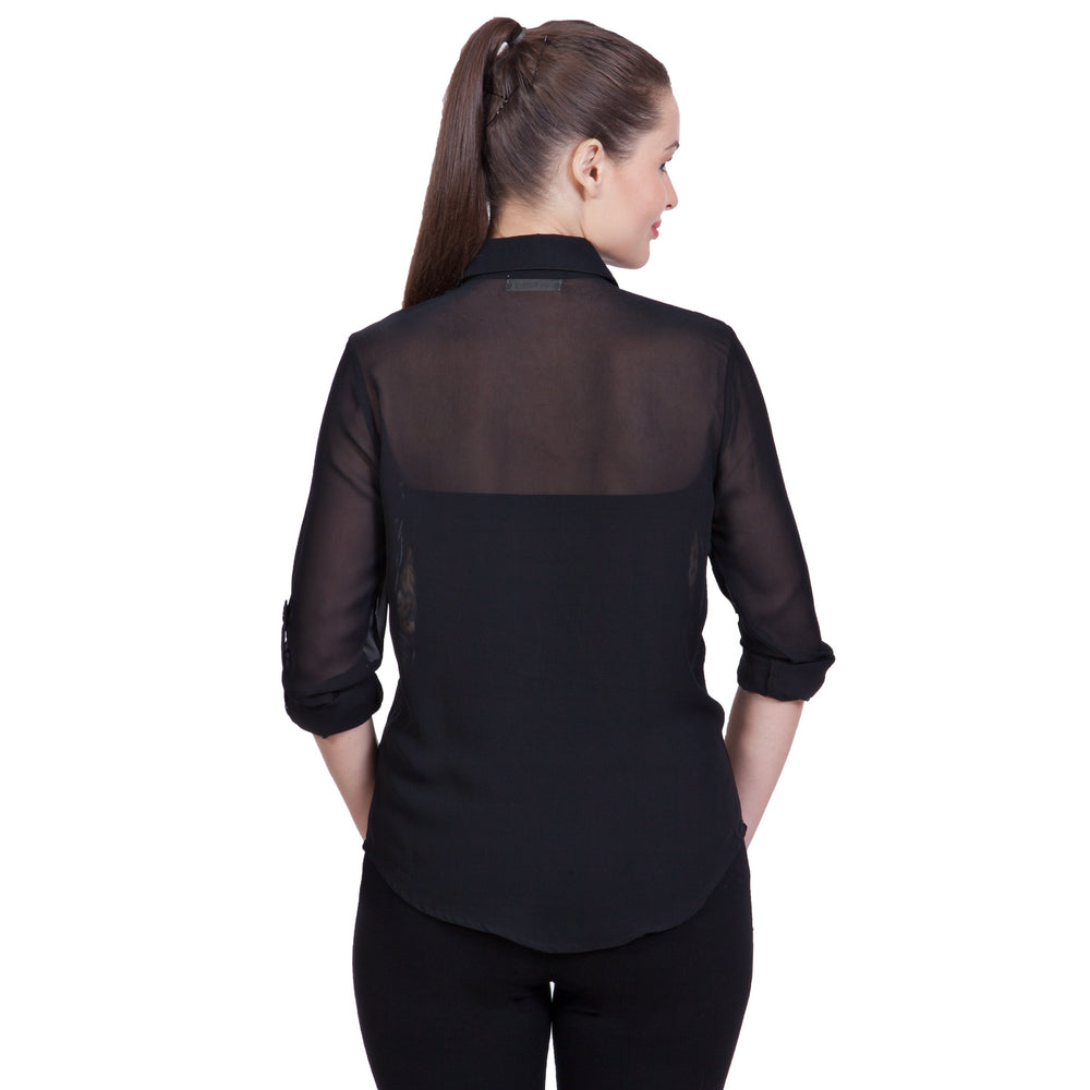 Black-Polyester--Animal-Print-Star-Shirt