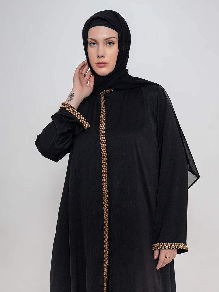 Black-Polyester-Embroidered-Abaya-With-Scarf