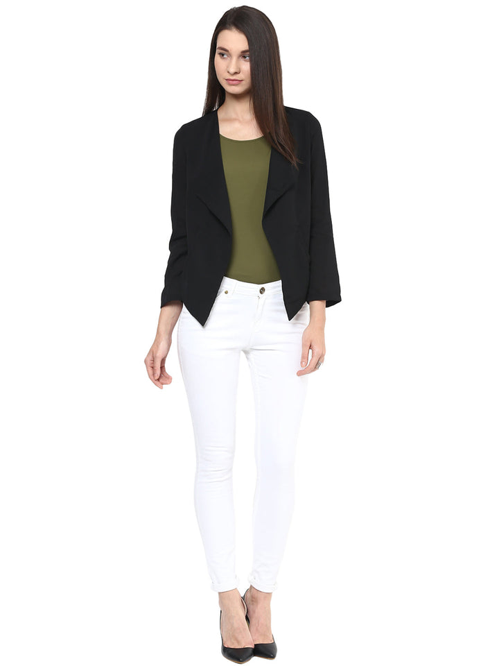 Black-Polyester-Short-Blazer-Top