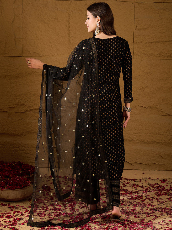 Black-Viscose-Rayon-Motifs-Printed-3-Piece-Kurta-Set