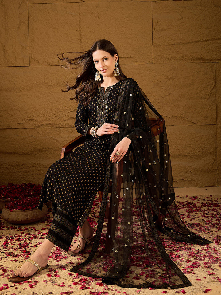 Black-Viscose-Rayon-Motifs-Printed-3-Piece-Kurta-Set