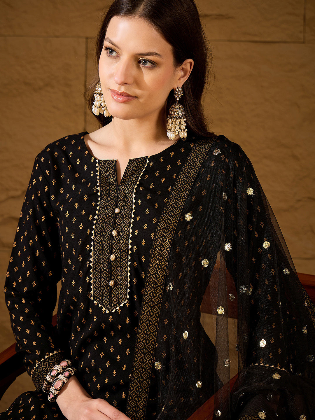 Black-Viscose-Rayon-Motifs-Printed-3-Piece-Kurta-Set