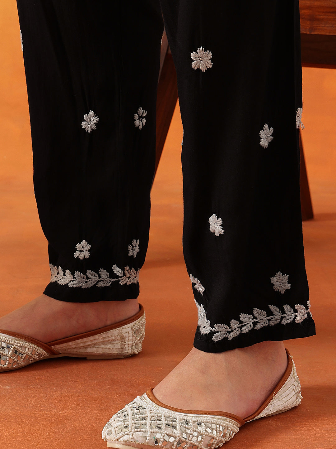 Black-&-White-Modal-Embroidered-2-Piece-Kurta-Sets