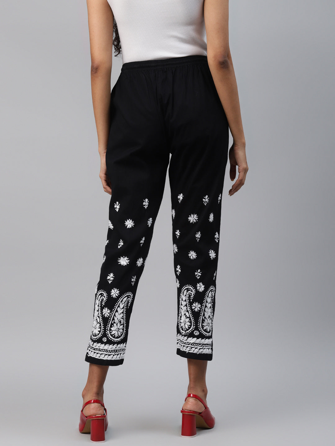 Black & White Cotton 100% Original Chikankari Trouser