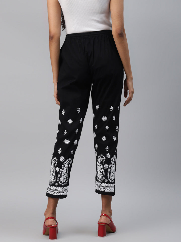 Black & White Cotton 100% Original Chikankari Trouser