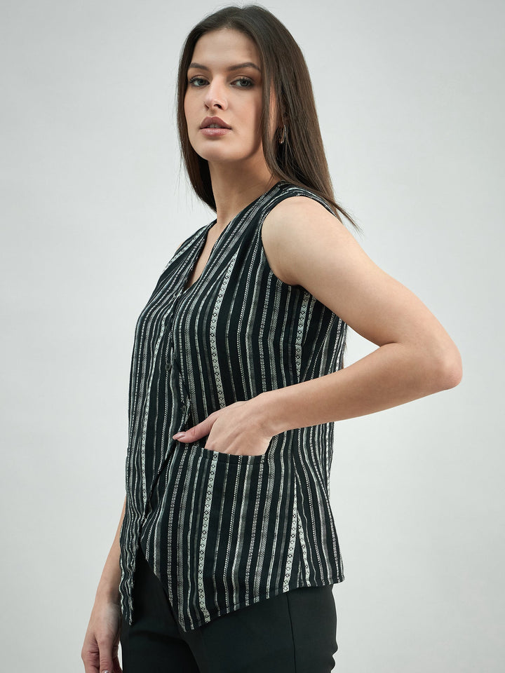 Black-&-White-Woven-Asymmetric-Striped-Vest-Top