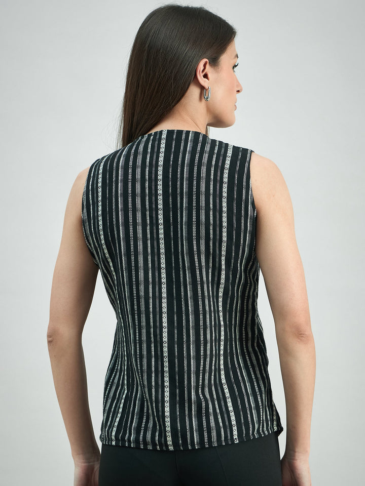 Black-&-White-Woven-Asymmetric-Striped-Vest-Top
