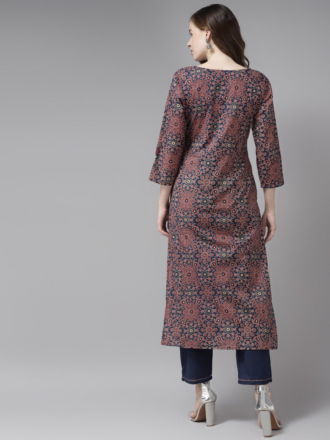 Blue Ajrak Printed Kurta Set