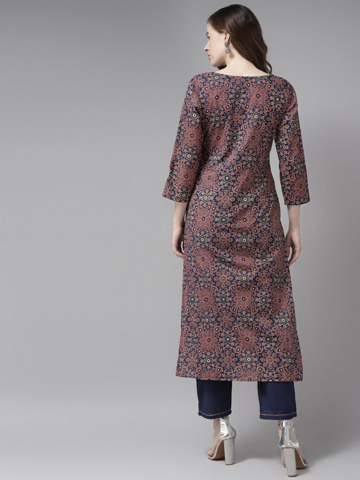 Blue Ajrak Printed Kurta Set