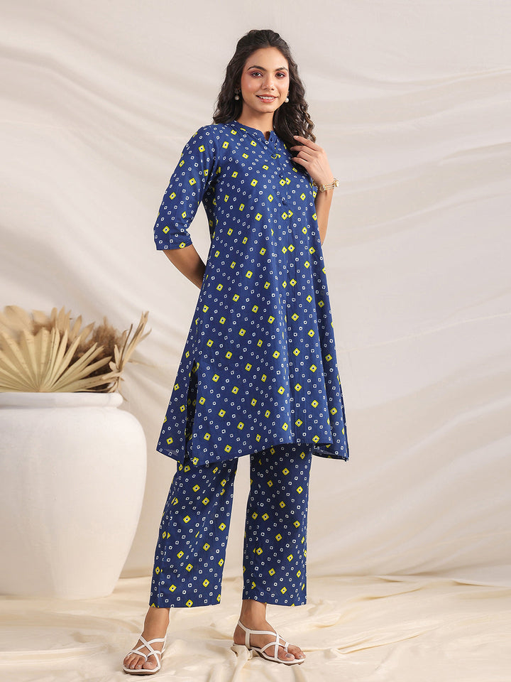 Blue-Cambric-Bandhani-A-Line-Co-Ord-set