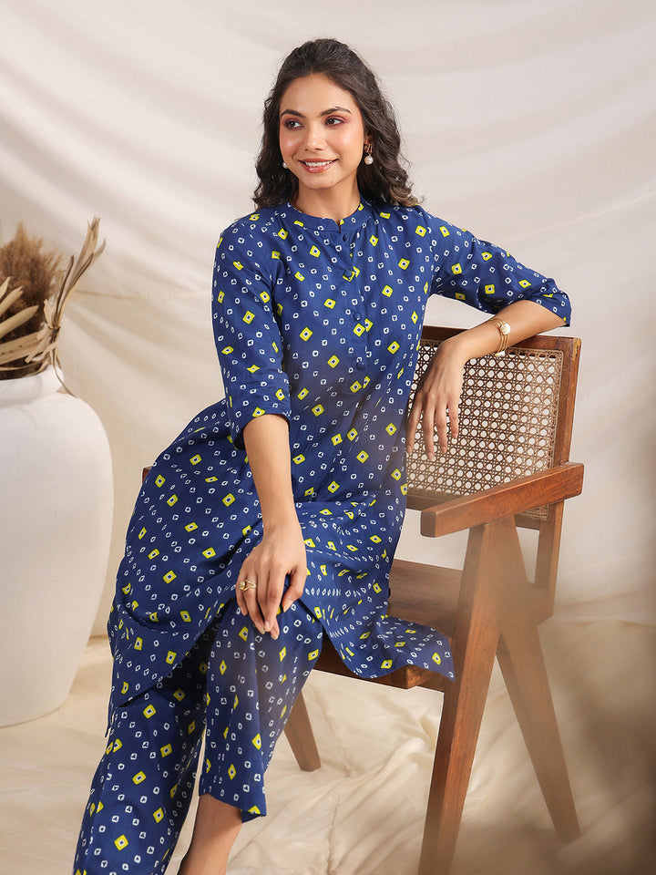 Blue-Cambric-Bandhani-A-Line-Co-Ord-set