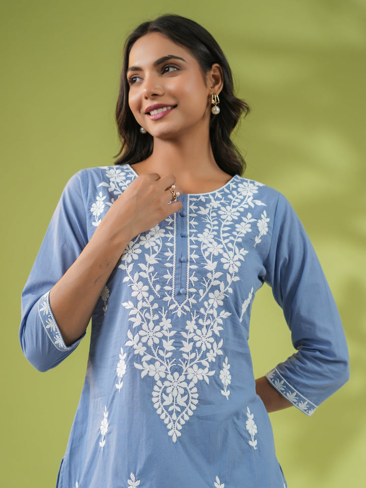 Blue-Cambric-Embroidered-Straight-Tunic