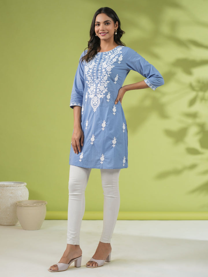 Blue-Cambric-Embroidered-Straight-Tunic