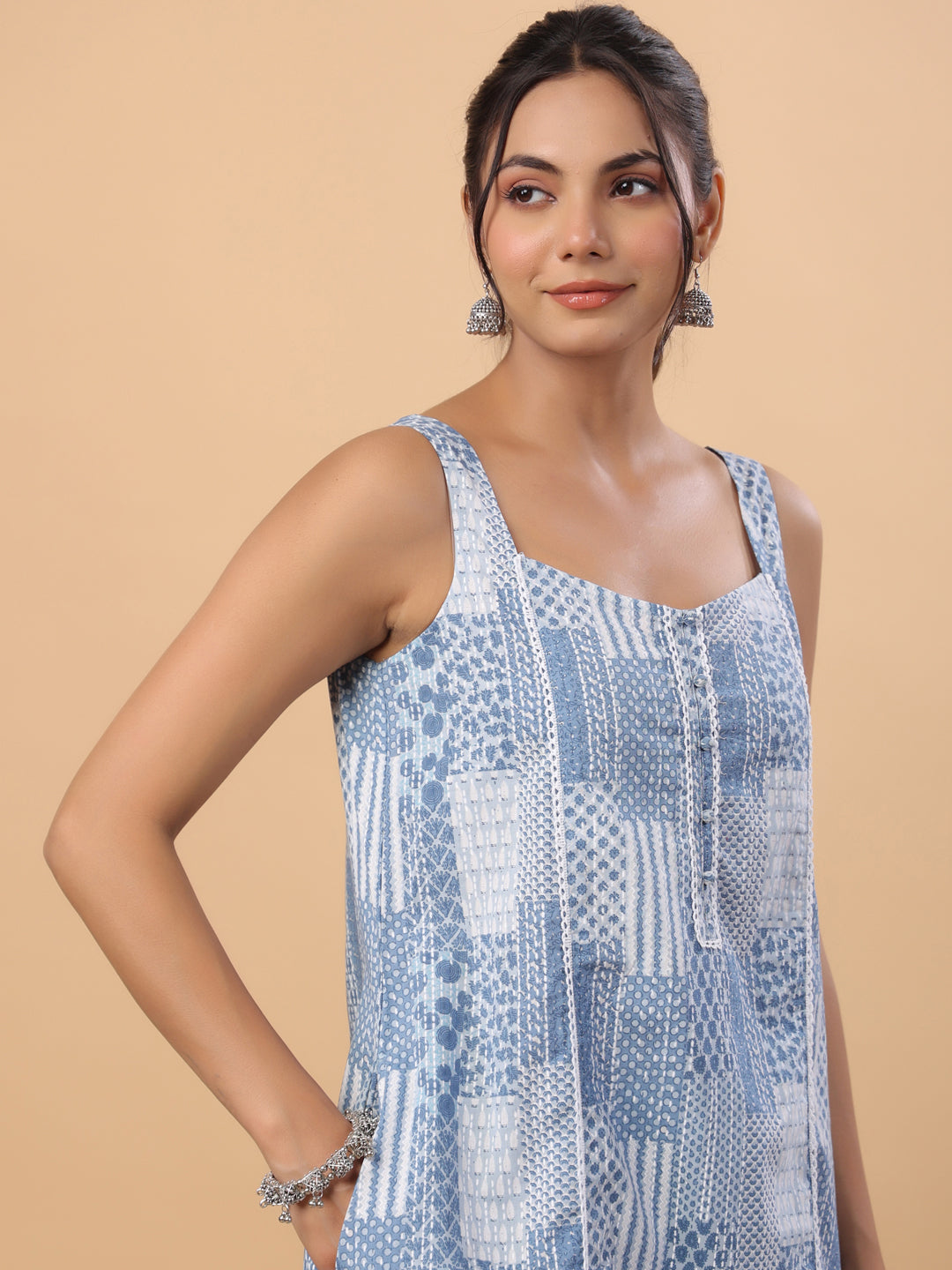 Blue-Cambric-Ethnic-Motifs-Printed-A-Line-2-Piece-Kurta-Set