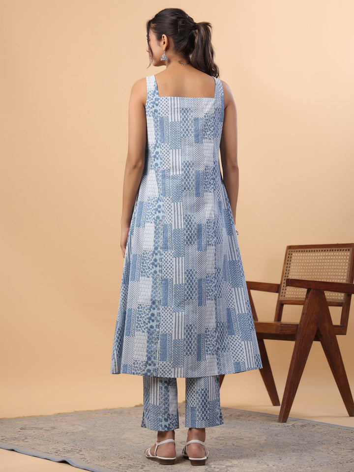 Blue-Cambric-Ethnic-Motifs-Printed-A-Line-2-Piece-Kurta-Set