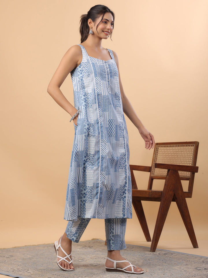 Blue-Cambric-Ethnic-Motifs-Printed-A-Line-2-Piece-Kurta-Set