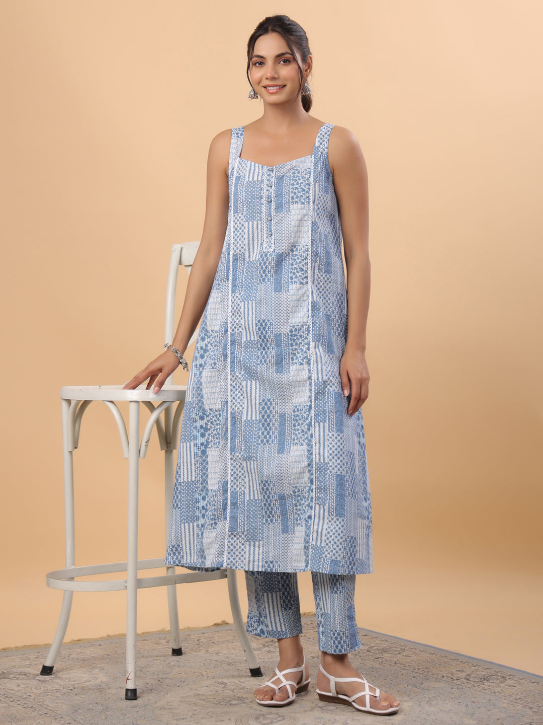 Blue-Cambric-Ethnic-Motifs-Printed-A-Line-2-Piece-Kurta-Set