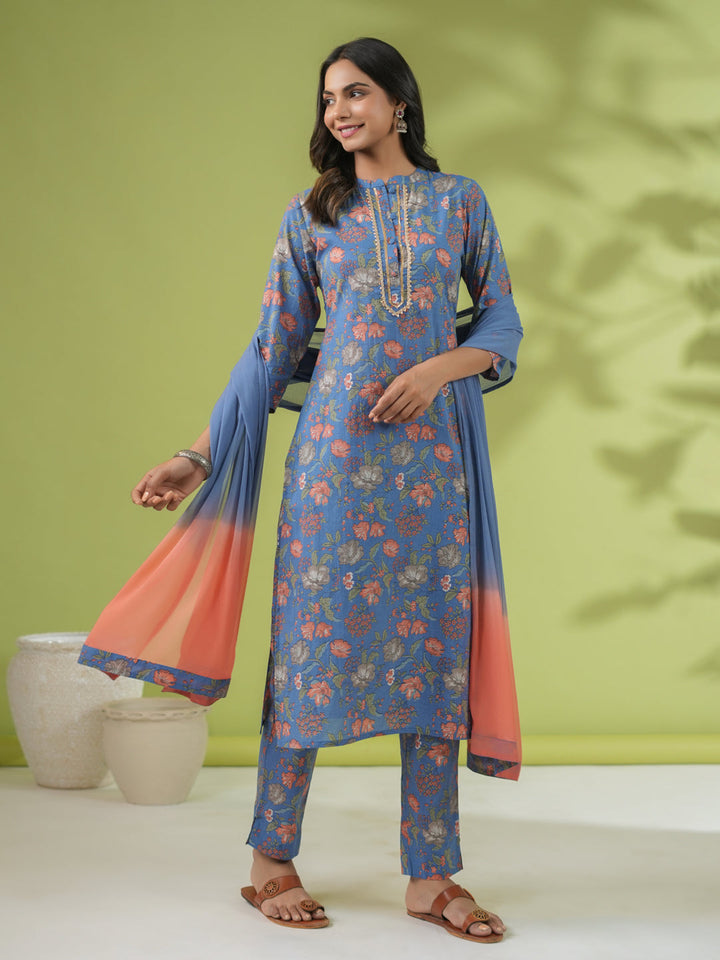 Blue-Cambric-Floarl-Straight-3-Piece-Kurta-Set