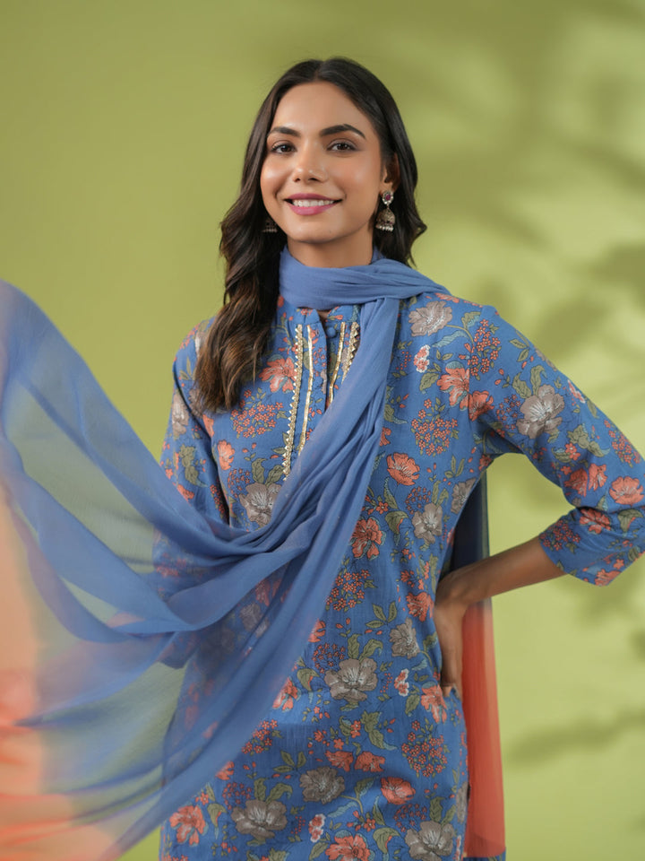 Blue-Cambric-Floarl-Straight-3-Piece-Kurta-Set