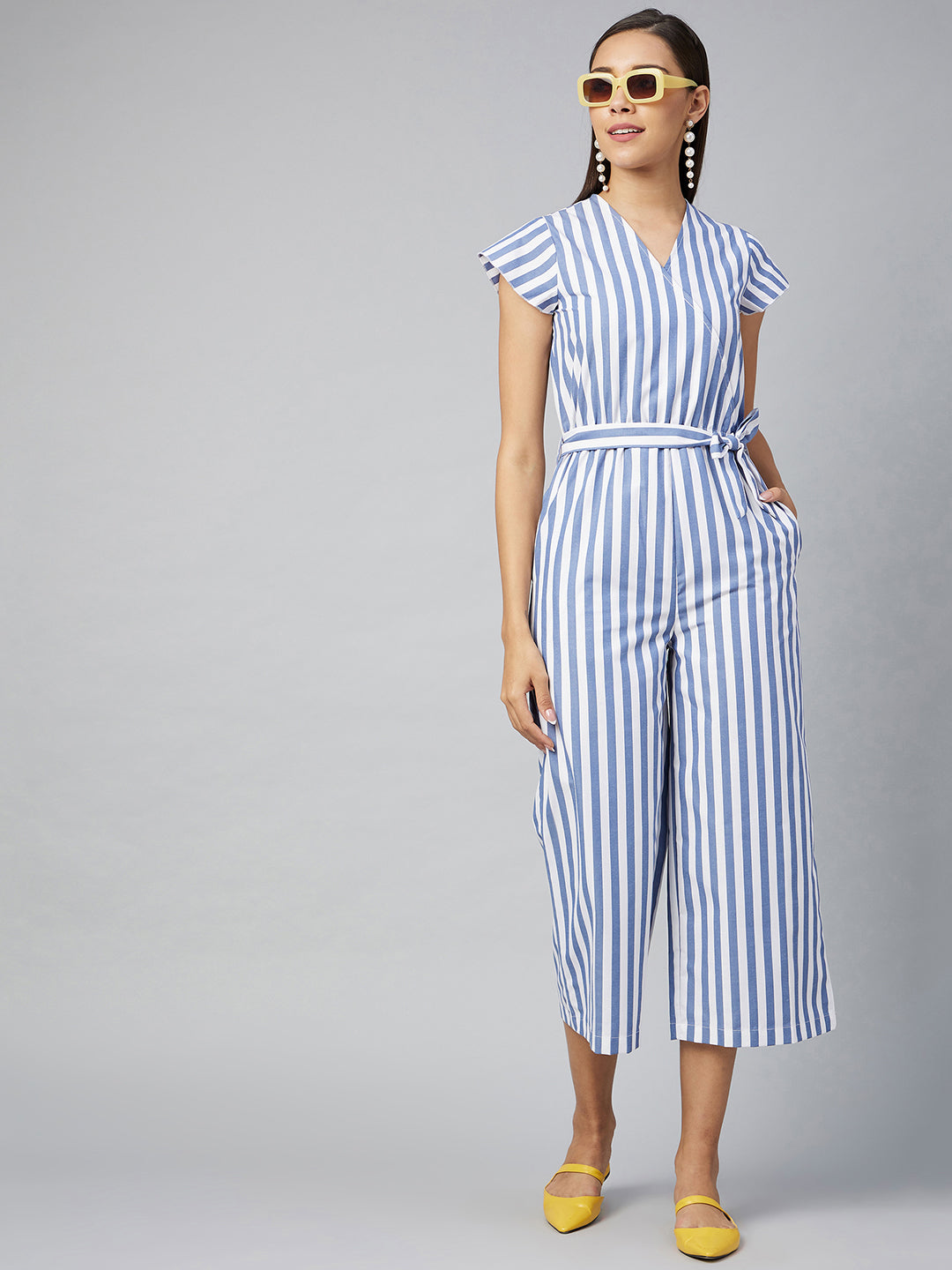 Blue-Cotton-Blend-Stripe-Jumpsuit