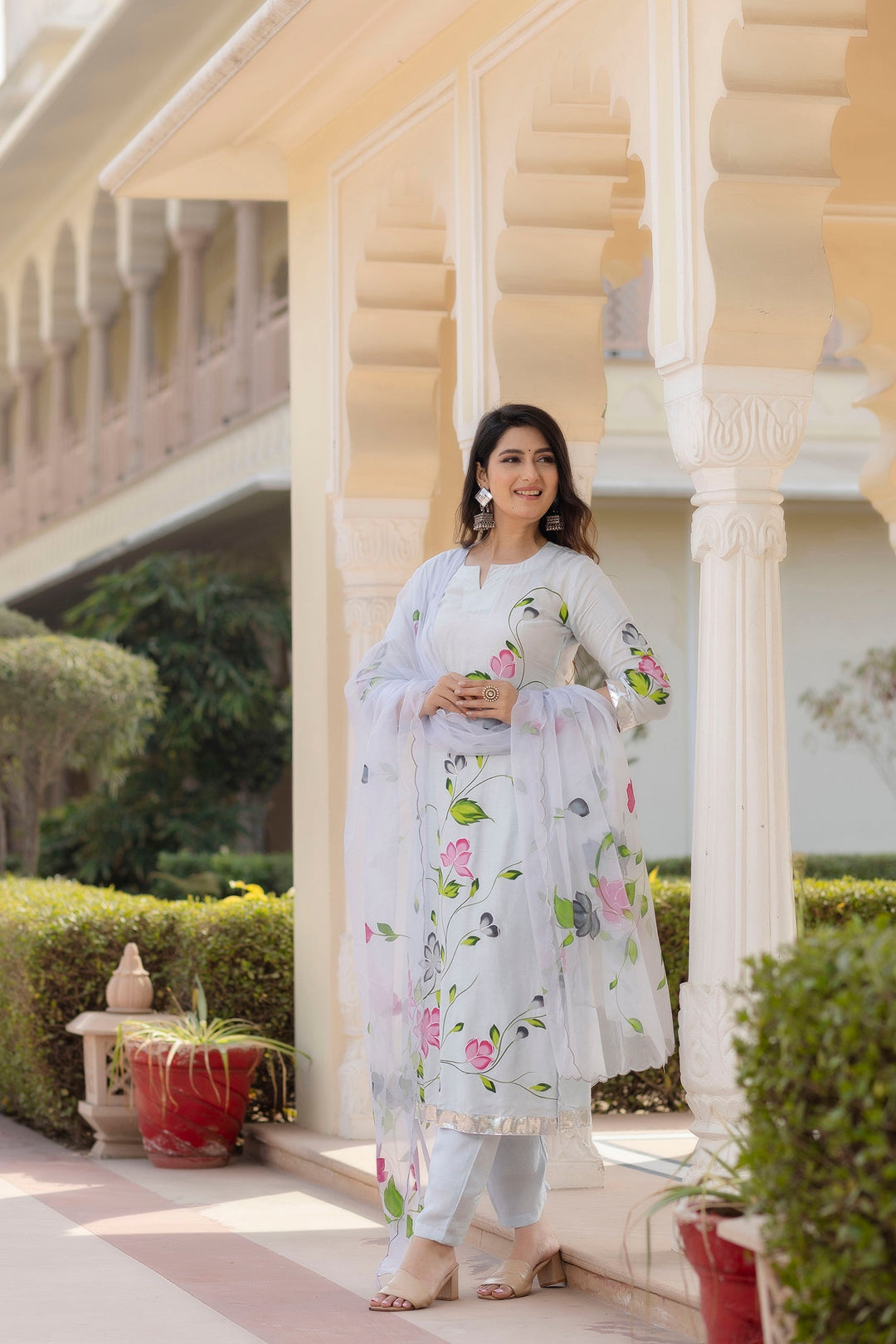 Blue-Cotton-Brush-Print-3-Piece-Anarkali-Set