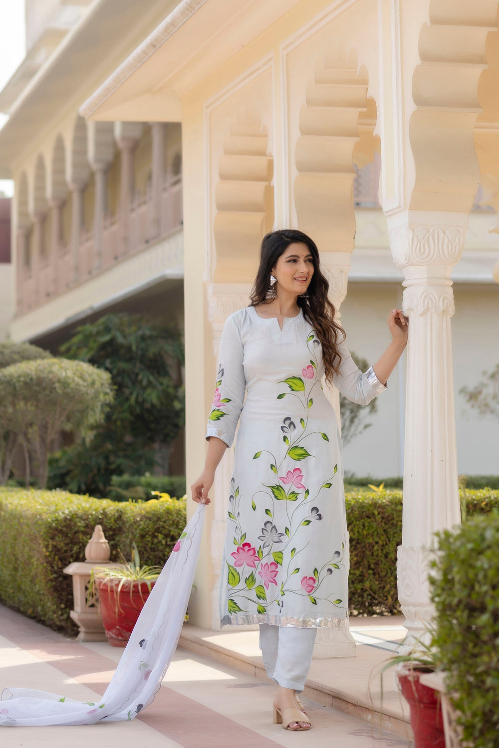 Blue-Cotton-Brush-Print-3-Piece-Anarkali-Set