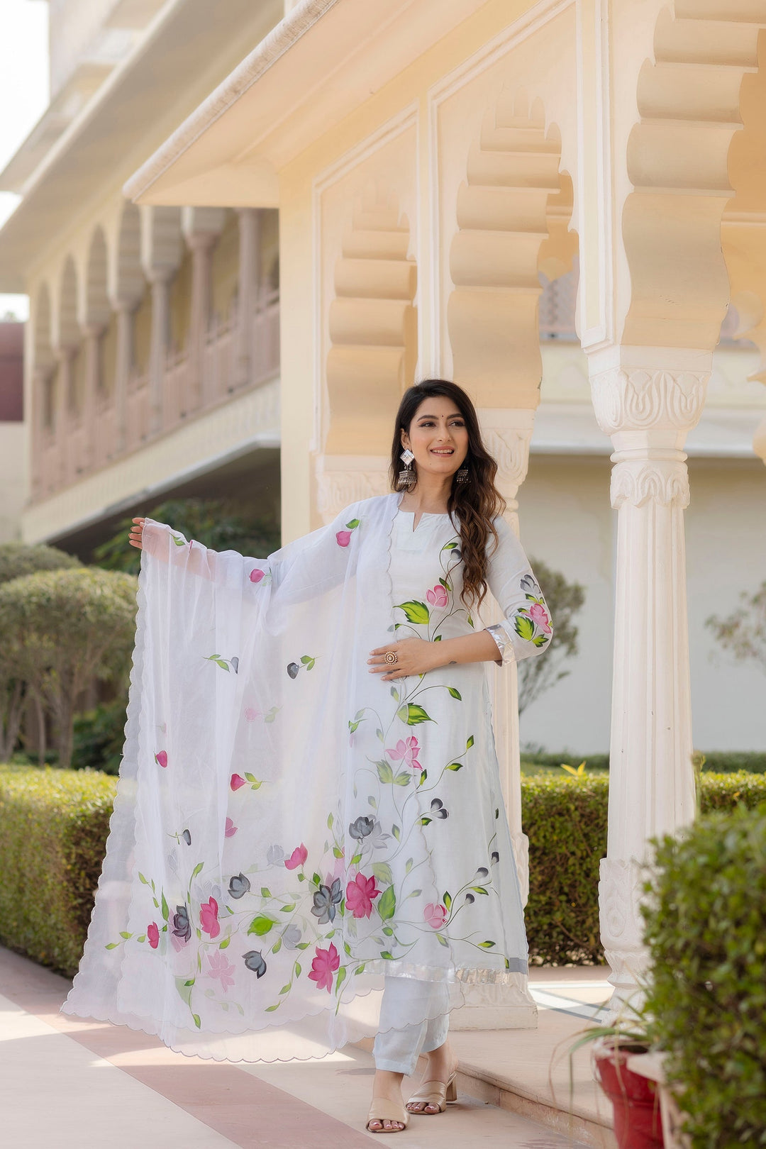 Blue-Cotton-Brush-Print-3-Piece-Anarkali-Set