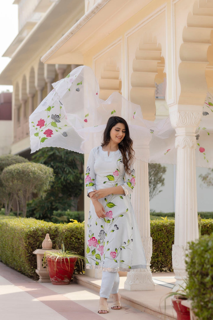 Blue-Cotton-Brush-Print-3-Piece-Anarkali-Set