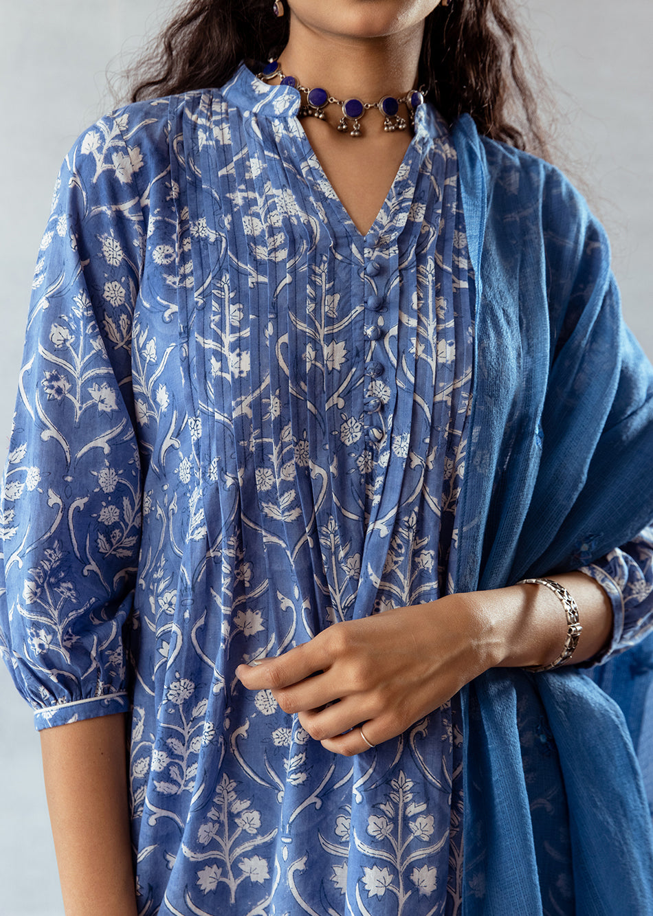 Blue-Cotton-Embroidered-3-Piece-Kurta-Set