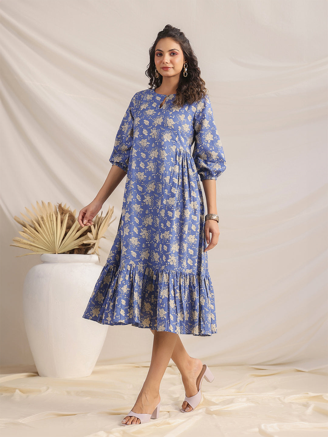 Blue-Cotton-Floral-Printed-Dress