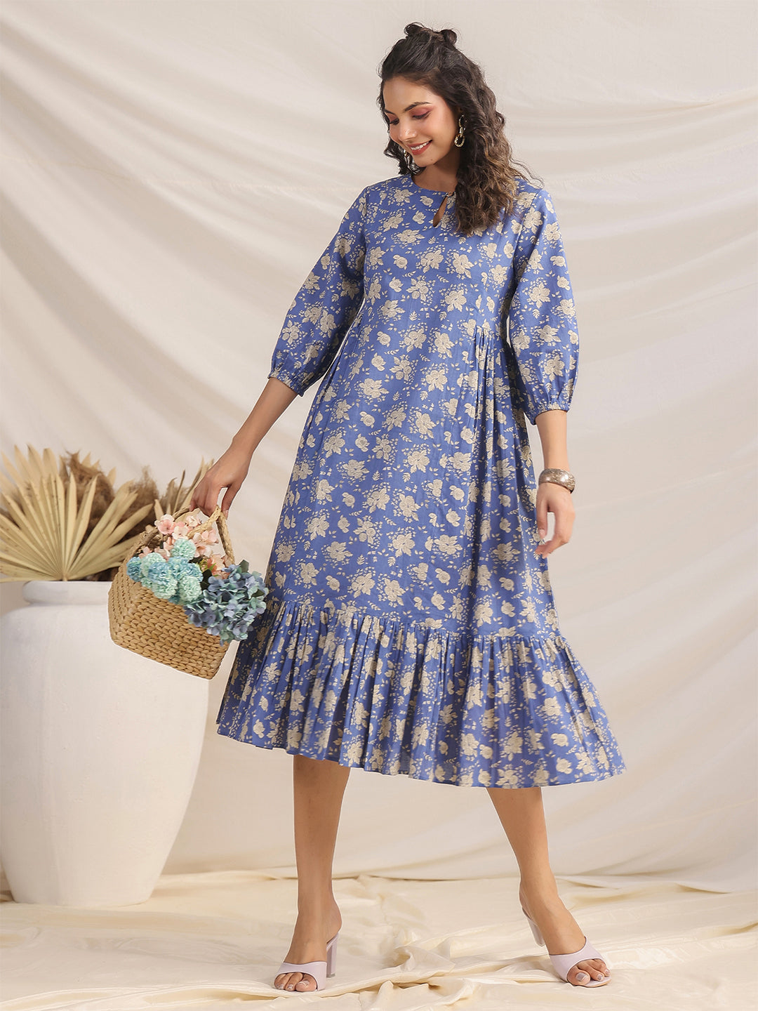 Blue-Cotton-Floral-Printed-Dress