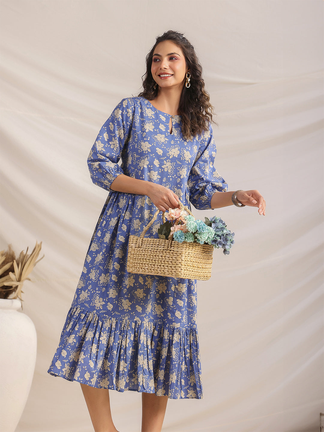 Blue-Cotton-Floral-Printed-Dress