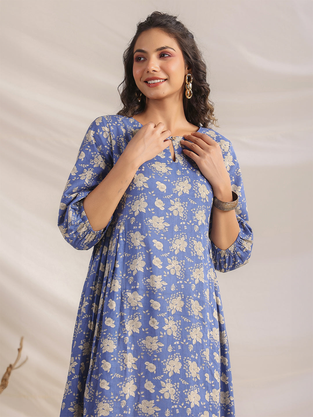 Blue-Cotton-Floral-Printed-Dress