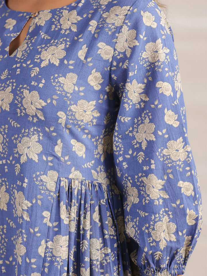 Blue-Cotton-Floral-Printed-Dress