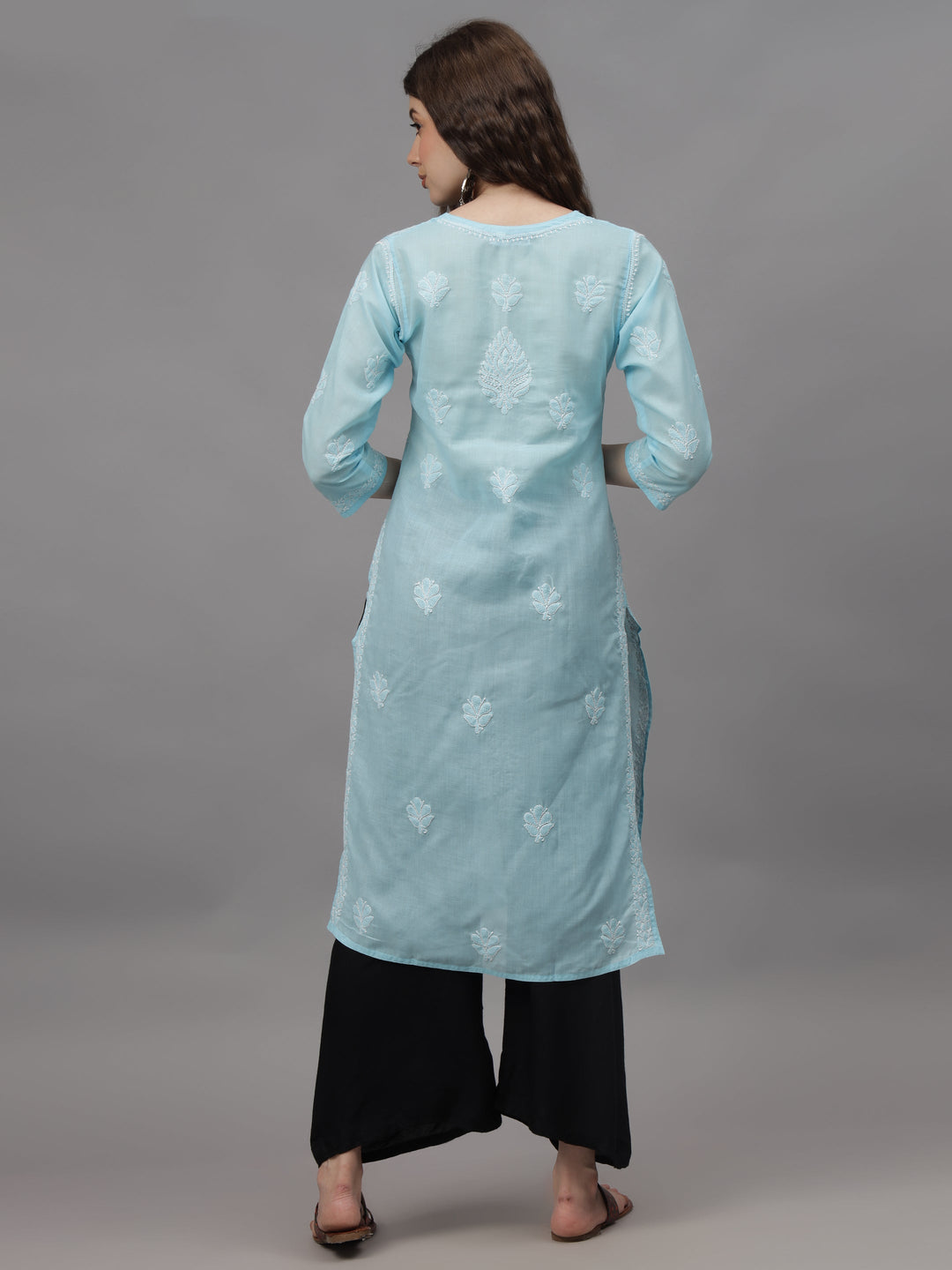 Blue-Cotton-Hand-Embroidery-Chikankari-Kurta