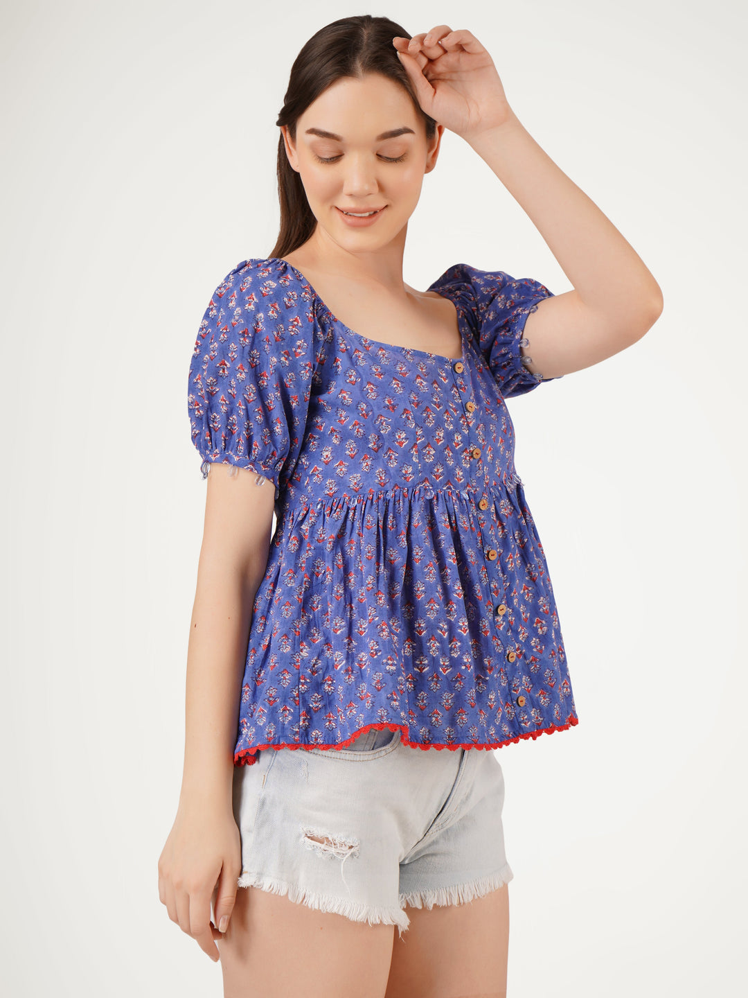 Blue-Cotton-Lace-Embellishments-Printed-Top