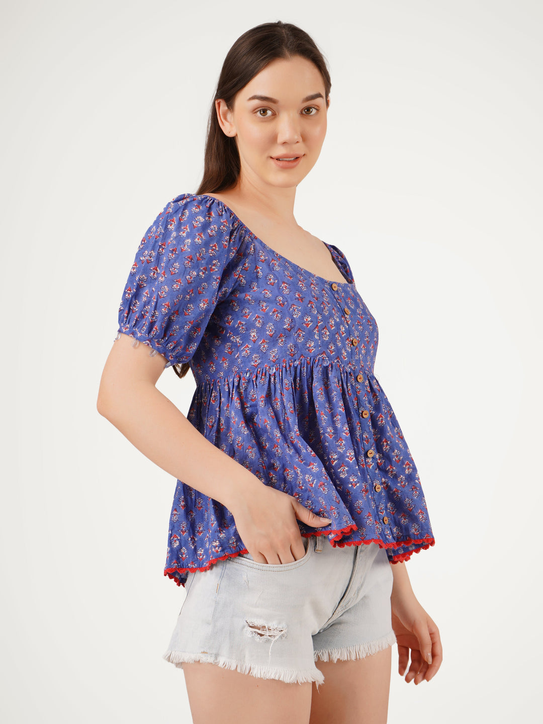 Blue-Cotton-Lace-Embellishments-Printed-Top