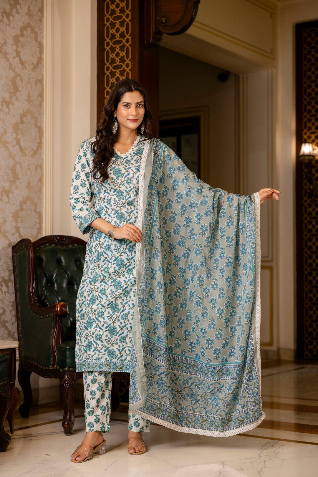 Blue-Cotton-Printed-3-Piece-Kurta-Set