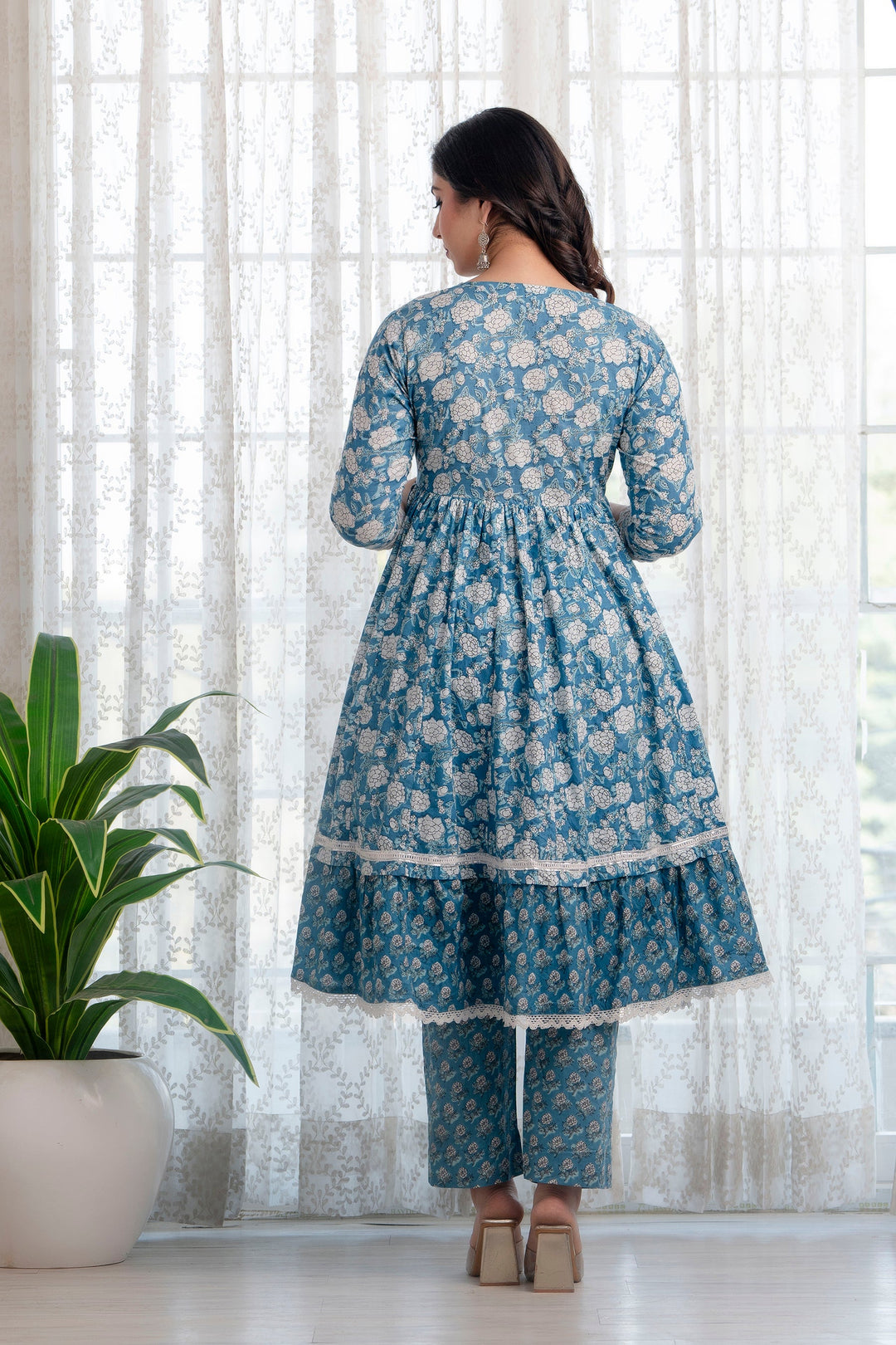 Blue-Cotton-Printed-Anarkali-Shape-3-Piece-Kurta-Set