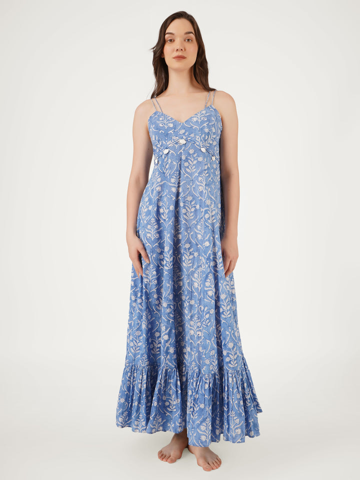 Blue-Cotton-Strappy-Maxi-Dress