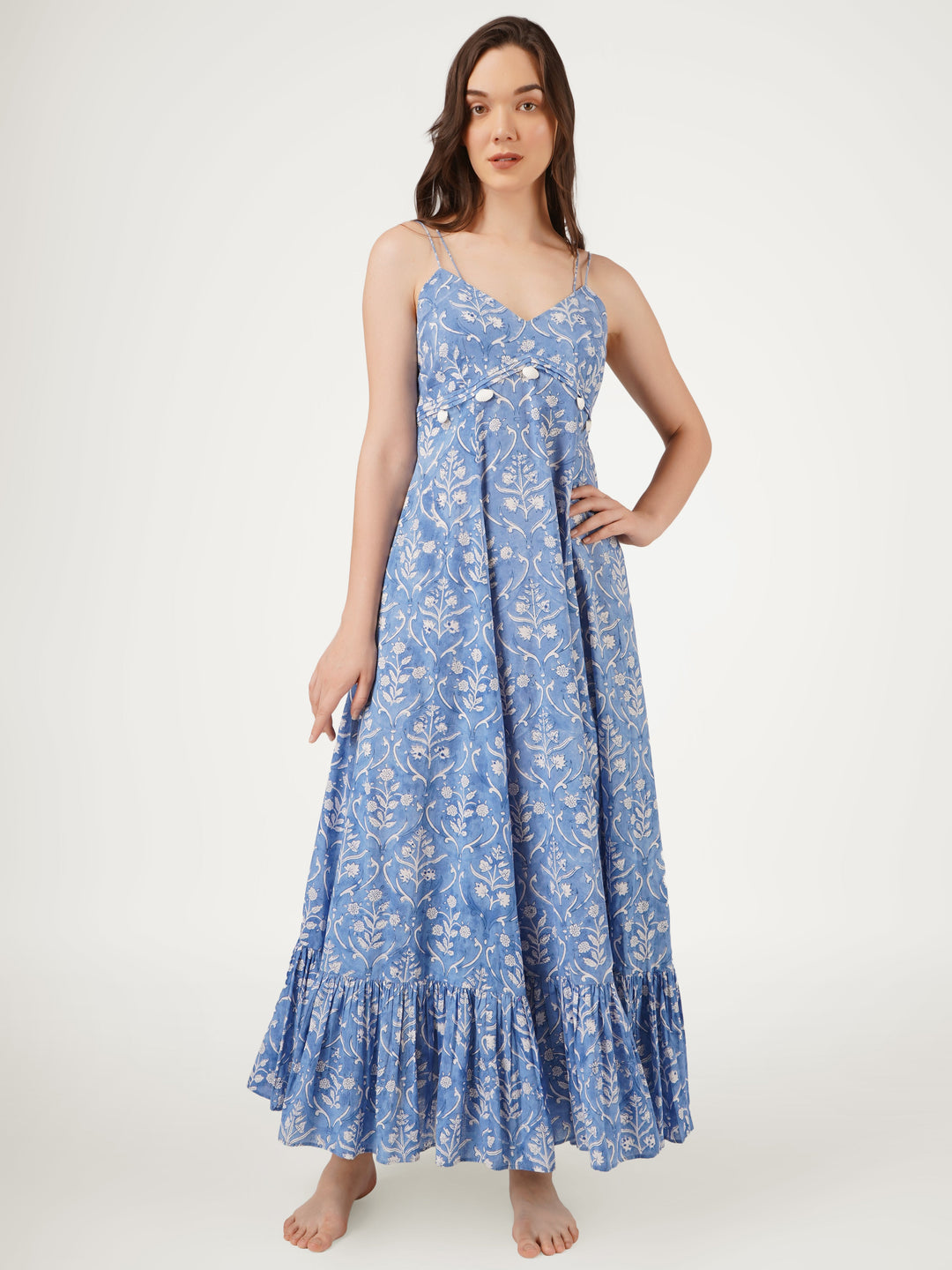 Blue-Cotton-Strappy-Maxi-Dress