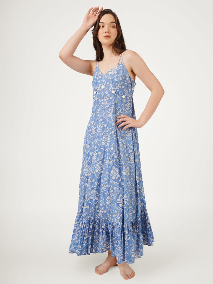 Blue-Cotton-Strappy-Maxi-Dress