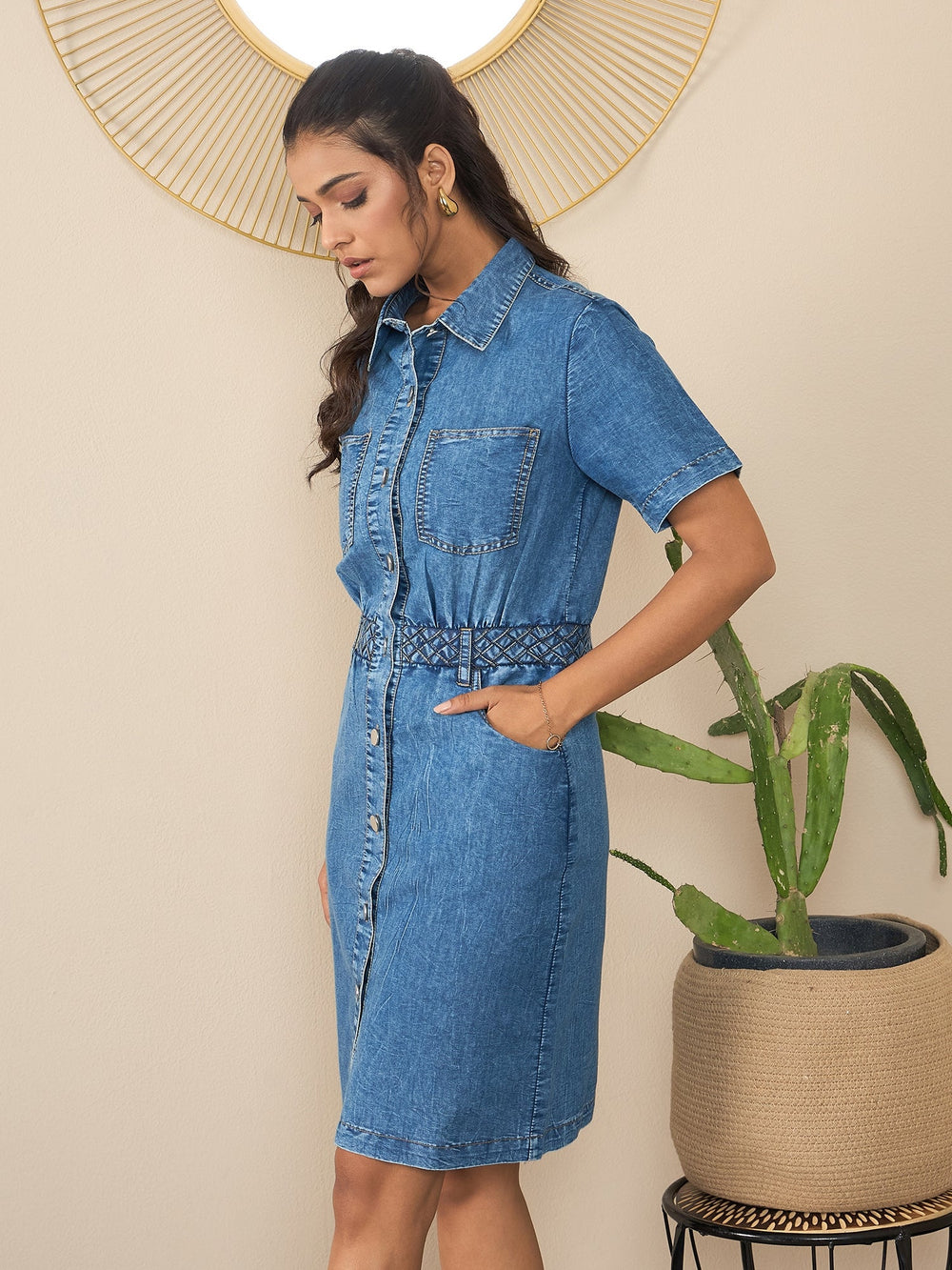 Blue-Denim-Belt-Detail-Mini-Dress