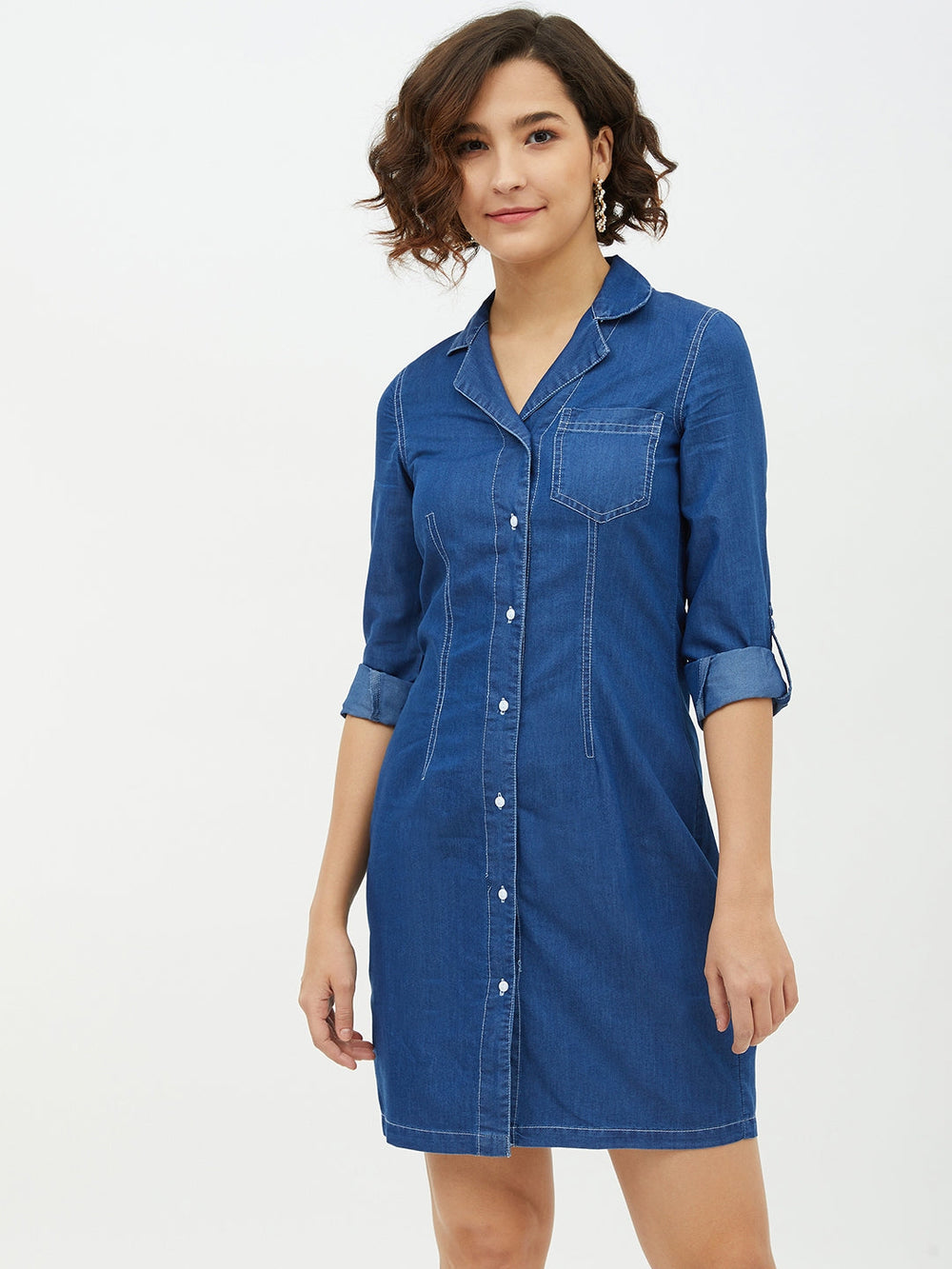 Blue-Denim-Lapel-Collar-Shirt-Dress